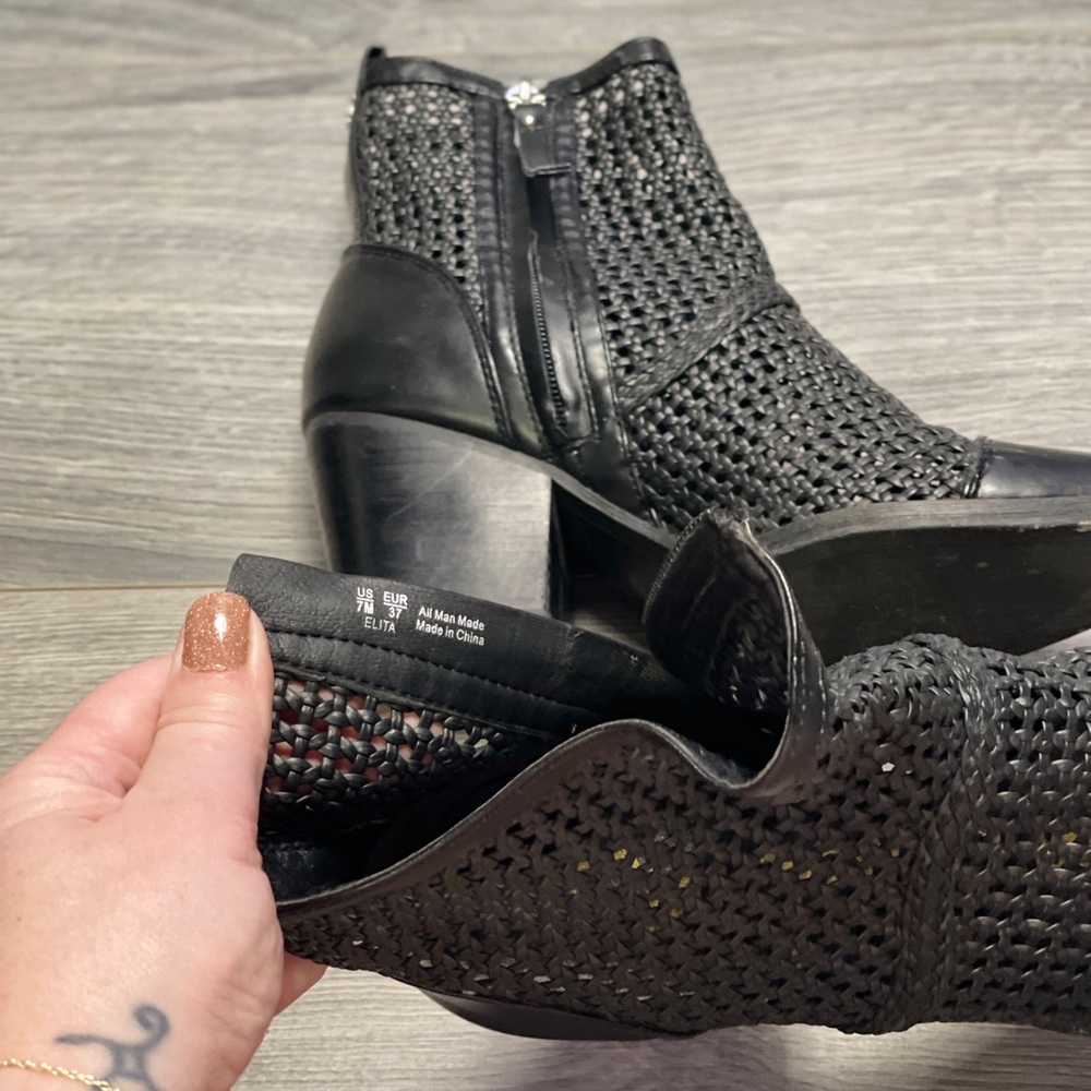 Sam Edelman Elita Black Woven Cap Toe Booties - Picture 9 of 11